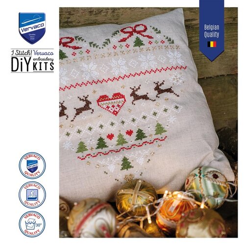 Vervaco Vervaco kruissteekkussen Kerstmis 40 x 40 cm