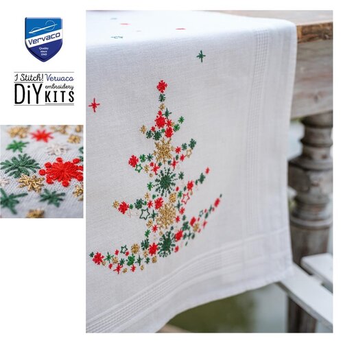 Vervaco Vervaco Tafelloper Kerstboom met versiering 40 x 100 cm