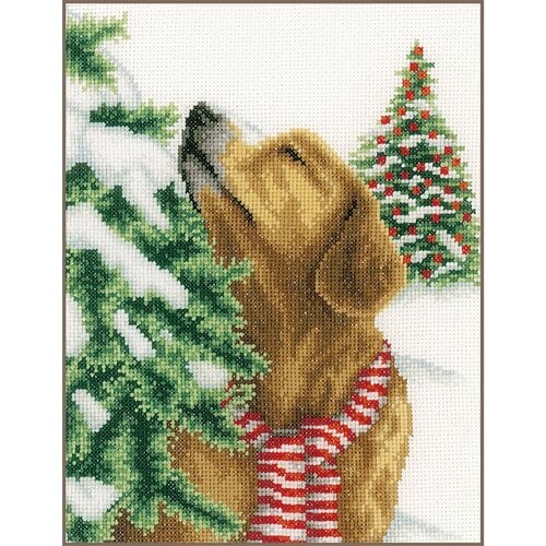 Vervaco Vervaco Borduurpakket Hond in kerstlandschap