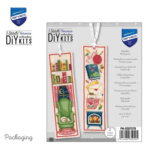 Vervaco Vervaco Boekenlegger Borduurpakket Cosy reading 2 stuks Vervaco Vervaco Boekenlegger Borduurpakket Cosy reading 2 stuks