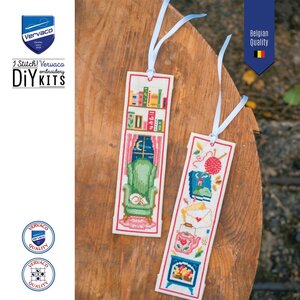 Vervaco Vervaco Boekenlegger Borduurpakket Cosy reading 2 stuks Vervaco Vervaco Boekenlegger Borduurpakket Cosy reading 2 stuks
