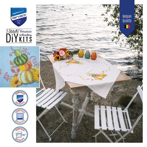 Vervaco Vervaco Tafelkleed Pompoen met bladeren Vervaco Vervaco Tafelkleed Pompoen met bladeren