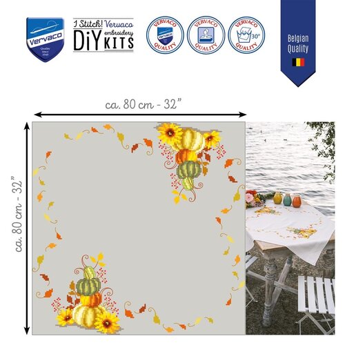 Vervaco Vervaco Tafelkleed Pompoen met bladeren Vervaco Vervaco Tafelkleed Pompoen met bladeren