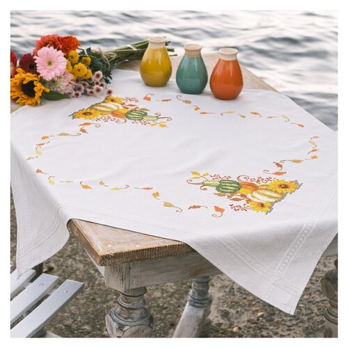 Vervaco Vervaco Tafelkleed Pompoen met bladeren Vervaco Vervaco Tafelkleed Pompoen met bladeren