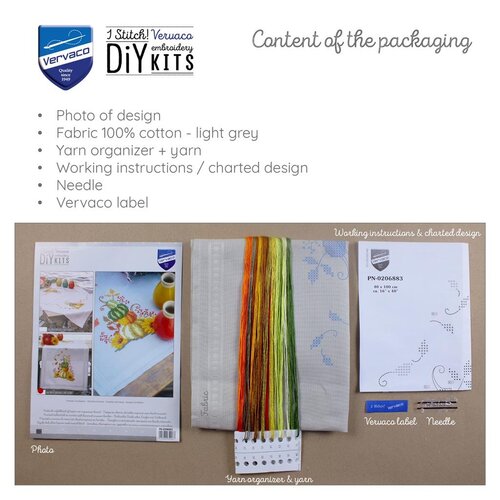 Vervaco Vervaco Tafelloper  Pompoen met bladeren Vervaco Vervaco Tafelloper  Pompoen met bladeren