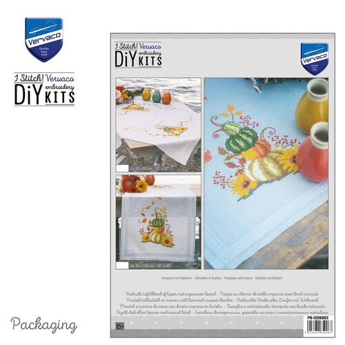 Vervaco Vervaco Tafelloper  Pompoen met bladeren Vervaco Vervaco Tafelloper  Pompoen met bladeren