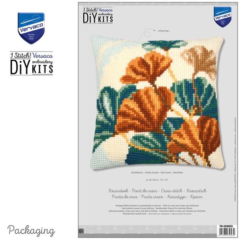 Vervaco Vervaco borduurpakket kussen Ginkobladeren Vervaco Vervaco borduurpakket kussen Ginkobladeren