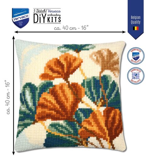 Vervaco Vervaco borduurpakket kussen Ginkobladeren Vervaco Vervaco borduurpakket kussen Ginkobladeren