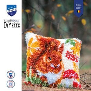 Vervaco Vervaco Smyrna Knoopkussen Eekhoorn in de herfst Vervaco Vervaco Smyrna Knoopkussen Eekhoorn in de herfst