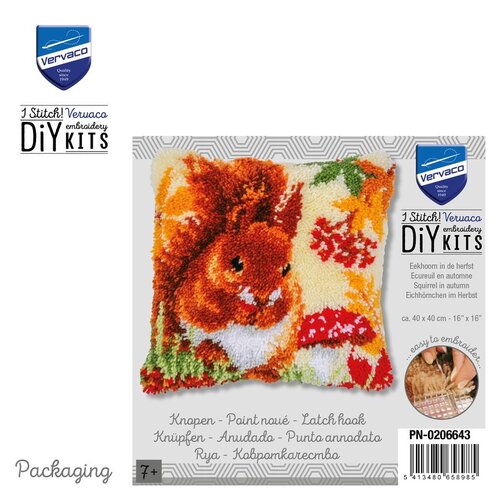 Vervaco Vervaco Smyrna Knoopkussen Eekhoorn in de herfst Vervaco Vervaco Smyrna Knoopkussen Eekhoorn in de herfst