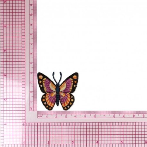 Mediac Applicatie Vlinder Fuchsia Orange 5 cm opstrijkbaar