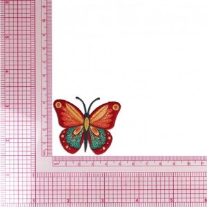 Mediac Applicatie Vlinder Red Orange 5 cm opstrijkbaar Mediac Applicatie Vlinder Red Orange 5 cm opstrijkbaar