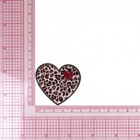 Applicatie Hartje Panter Motief  Roze 5 cm Opstrijkbaar