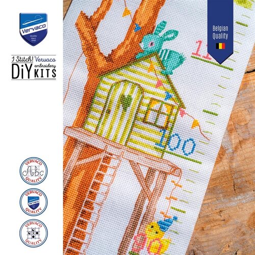 Vervaco Vervaco Geboorte Borduurpakket Groeimeter Aan de boomhut Vervaco Vervaco Geboorte Borduurpakket Groeimeter Aan de boomhut