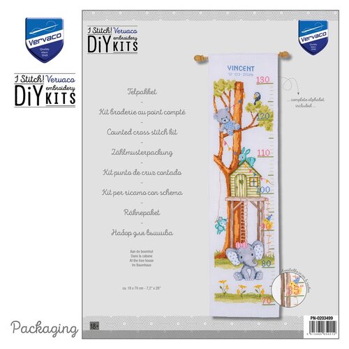 Vervaco Vervaco Geboorte Borduurpakket Groeimeter Aan de boomhut Vervaco Vervaco Geboorte Borduurpakket Groeimeter Aan de boomhut