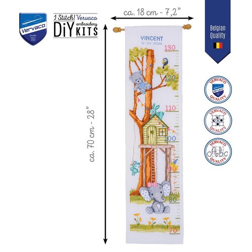 Vervaco Vervaco Geboorte Borduurpakket Groeimeter Aan de boomhut Vervaco Vervaco Geboorte Borduurpakket Groeimeter Aan de boomhut