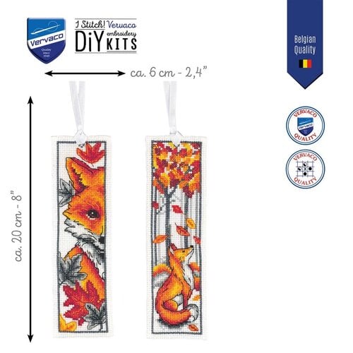 Vervaco Vervaco Boekenlegger Borduurpakket Vossen 2 stuks Vervaco Vervaco Boekenlegger Borduurpakket Vossen 2 stuks
