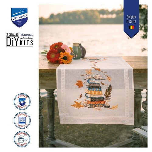 Vervaco Vervaco Tafelloper Boeken en herfstbladeren Vervaco Vervaco Tafelloper Boeken en herfstbladeren