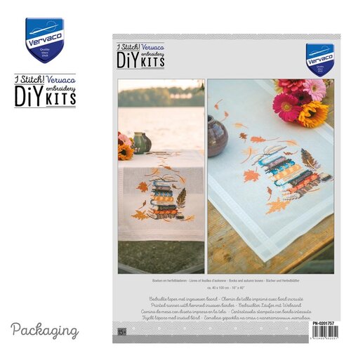 Vervaco Vervaco Tafelloper Boeken en herfstbladeren Vervaco Vervaco Tafelloper Boeken en herfstbladeren