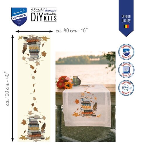 Vervaco Vervaco Tafelloper Boeken en herfstbladeren Vervaco Vervaco Tafelloper Boeken en herfstbladeren