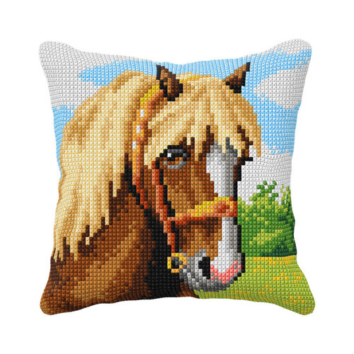 Orchidea Borduurkussen Horse head 40 x 40 cm Orchidea Borduurkussen Horse head 40 x 40 cm