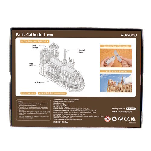 Robotime Robotime 3D Houten Modelbouwpakket Paris Cathedral TG511