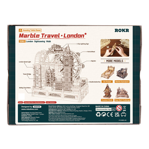 Robotime Robotime 3D Houten Modelbouwpakket Marble Travel London Marble Spaceport
