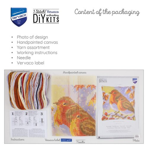 Vervaco Vervaco Kruissteekkussen Roodborstjes Vervaco Vervaco Kruissteekkussen Roodborstjes