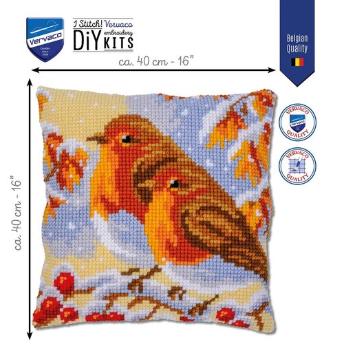 Vervaco Vervaco Kruissteekkussen Roodborstjes Vervaco Vervaco Kruissteekkussen Roodborstjes
