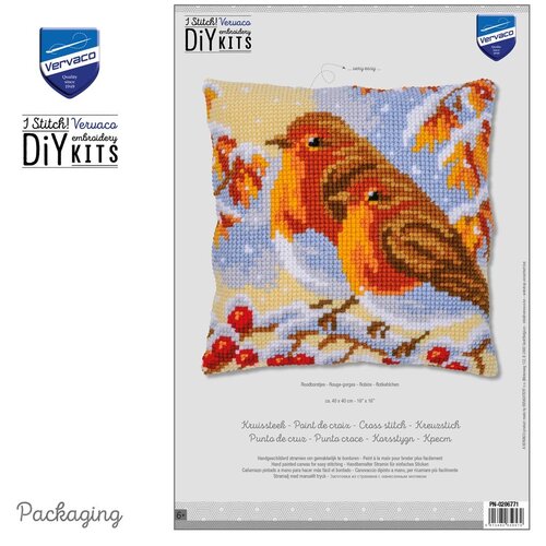 Vervaco Vervaco Kruissteekkussen Roodborstjes Vervaco Vervaco Kruissteekkussen Roodborstjes