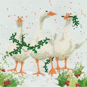 Bree Merryn Diamond Painting Kerstkaart Christmas Geese 18 x 18 cm