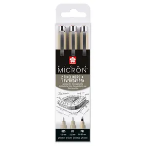 Sakura Sakura Pigma Micron Etui 3 Fineliners Zwart 005-01-PN Architectuur