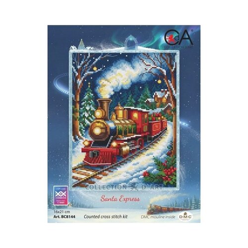 Collection D Art Borduurpakket Santa Express 16 x 21 cm