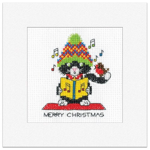 Heritage Crafts Borduurkaart Black Cat Card Christmas Carol