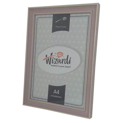 Wizardi Kunststof lijst met glas 21 x 30 cm A4 formaat Roze