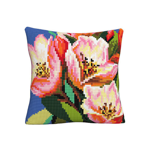 Collection D Art Borduur kussen Colorful Floral Pattern 40 x 40 cm