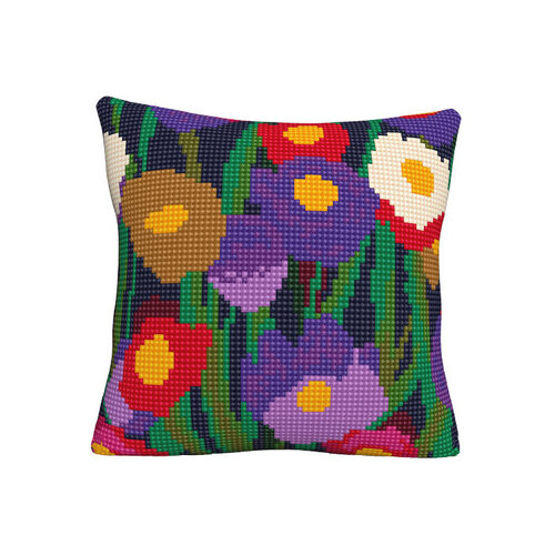 Collection D Art Borduur kussen Colorful Floral Pattern 40 x 40  5512
