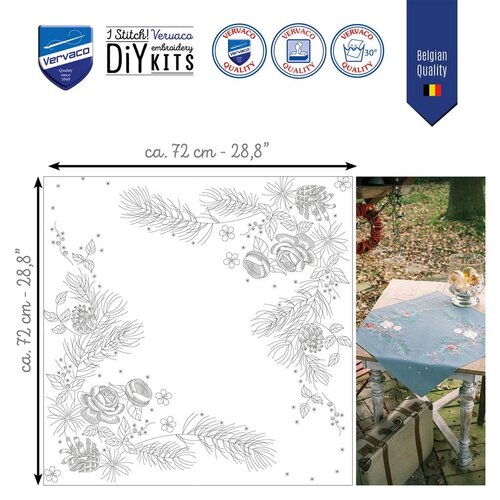 Vervaco Vervaco Tafelkleed Kerstrozen 72 x 72 cm