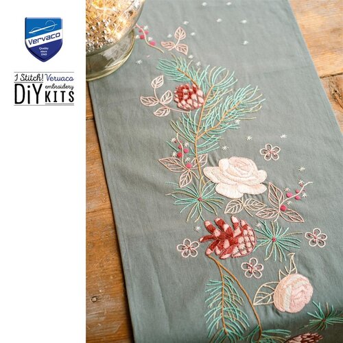 Vervaco Vervaco Tafelloper Kerstrozen 35 x 95 cm