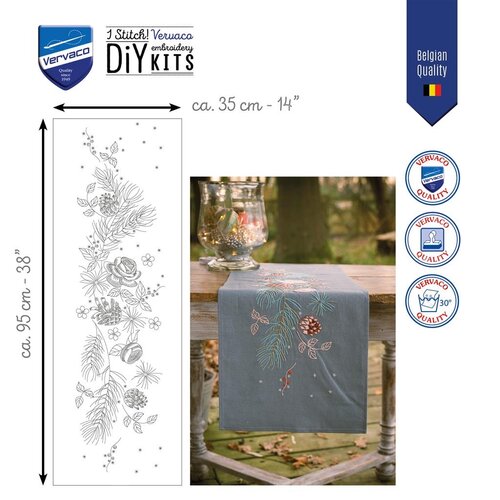 Vervaco Vervaco Tafelloper Kerstrozen 35 x 95 cm