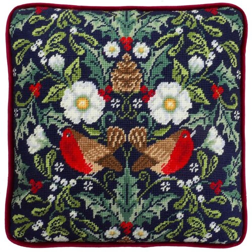 Bothy Threads Bothy Threads Petit Point Borduurkussen Winter Robins Tapestry