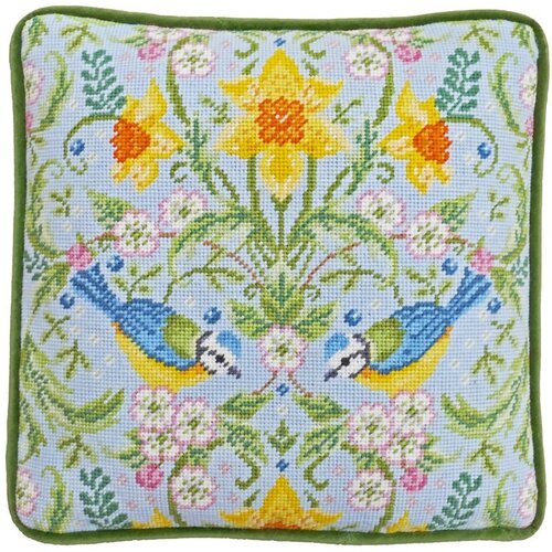 Bothy Threads Bothy Threads Petit Point Borduurkussen Spring Blue Tits Tapestry