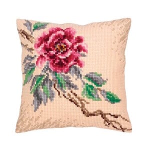 Collection D Art Borduur kussen Tender Peony 40 x 40 cm