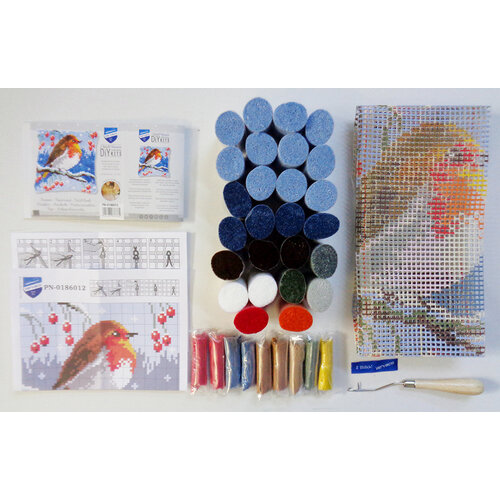 Vervaco Vervaco Smyrna Knoopkussen Roodborstje in de winter 40 x 40 cm