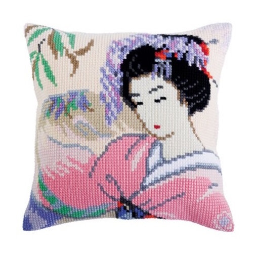 Collection D Art Borduur kussen Japanese Love 40 x 40 cm
