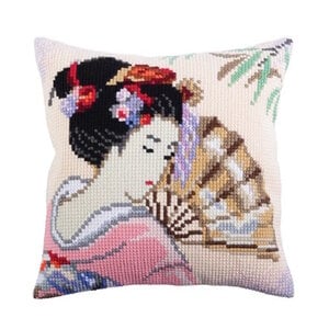 Collection D Art Borduur kussen Beautiful Japanese 40 x 40 cm