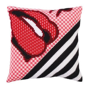 Collection D Art Borduurkussen Red Lipstick 40 x 40 cm