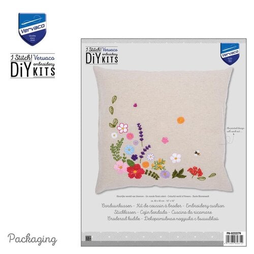 Vervaco Vervaco Borduur Kussen wereld van bloemen