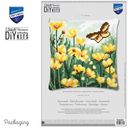 Vervaco Vervaco Borduur Kussen Vlinder tussen bloemen PN-0204618