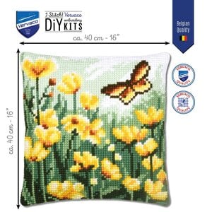 Vervaco Vervaco Borduur Kussen Vlinder tussen bloemen PN-0204618